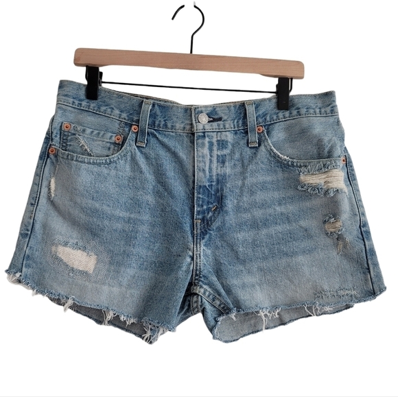Levi's 511 Light Wash Distressed Denim Cut-Off Jean Shorts - Picture 1 of 11